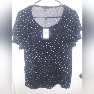 Black/White Polka Dot Blouse 1X